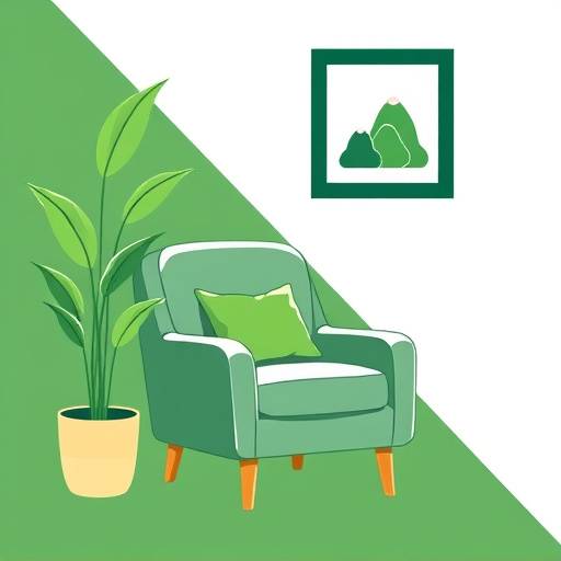 Ic&radic;&yen;ne repr&radic;&copy;sentant un fauteuil confortable et une plante verte, &radic;&copy;voquant la d&radic;&copy;coration.