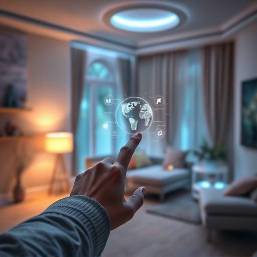 Maison connect&radic;&copy;e avec &radic;&copy;cran tactile contr&radic;&yen;lant l'&radic;&copy;clairage et la temp&radic;&copy;rature