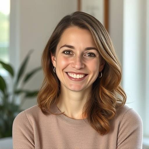Portrait souriant d'Elodie Dubois, co-fondatrice et architecte d'int&eacute;rieur